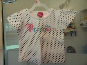 Girls Disney Princess White Polka Dot Short Sleeve Shirt - SZ 5 - EXC Cond - Picture 1 of 6