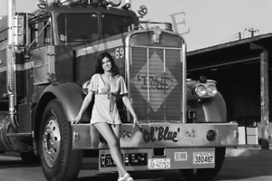 Pinup Girl Model 1970s Kenworth Semi Truck Big Rig Ol Blue 13x19 Photo Poster 28