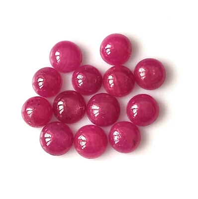 Ruby Cabochon 5X5 mm Round Cut Natural Unheated Gemstone Wholesale 13 Pieces Lot - Image 1 of 4