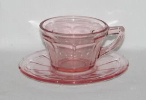 Diamond Glass Co. VICTORY Pink Cup and Saucer Set - Picture 1 of 2