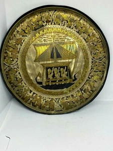 Antique Egyptian Decorative Etched Pharaoh Plate soild brass ART Wall Hanging - Picture 1 of 9