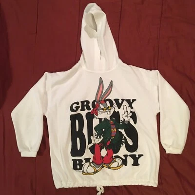 Sudadera con capucha hippie vintage 1993 Jerry Leigh Looney Toons Bugs Bunny cintura ceñida grande Foto 1 de 4