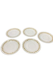 Lote de 5 platillos de café vintage Corning Corelle Butterfly dorados un pequeño chip - Imagen 1 de 7