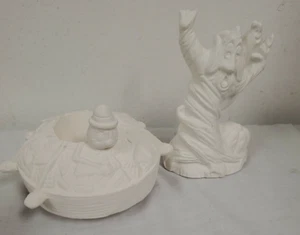 VINTAGE CERAMICS  READY TO PAINT SPIDER & GHOST 2 PCS - Picture 1 of 6