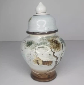Vintage Tos Pintado A Mano Porzellan Vase & Deckel Ingwer Glas handbemaltes Ornament - Bild 1 von 10