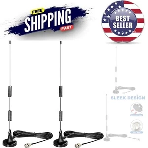 Scanner Antenna BNC Male 2 Pack Magnetic Base HF VHF UHF Radio Mobile - Zdjęcie 1 z 10
