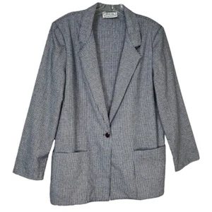 Vintage ILGWU Navy & White Houndstooth Blazer Women's Size XL Union Made USA - Bild 1 von 8