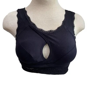 Sujetador Bralette con ribete de encaje cruzado sin alambre elástico modelado copa suave cómodo para dormir varía - Imagen 1 de 17