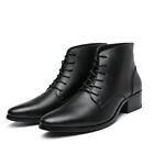 Elegant Shoes Men Boots Leather Zipper High Heel British Formal Business Boots
