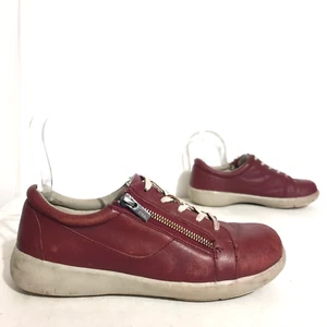 Kumfs Ziera Shoes Sz EU39.5 W US9 UK6 Red Leather Lace Up Sneakers Space Womens - Picture 1 of 22