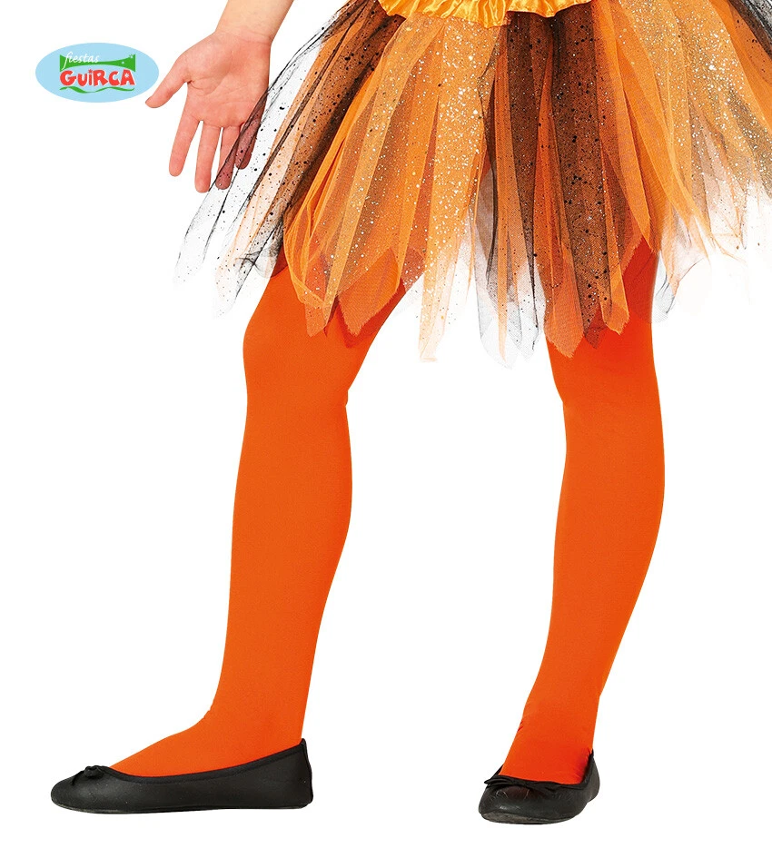 Fiestas Guirca Childrens Orange Tights Halloween Girls Fancy Dress Age 5-9 - Image 1 of 1