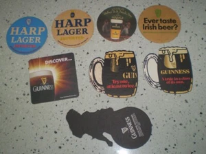Quantity (8 plus) coasters from Guinness (and Harp) brewery - Both sides shown - Imagen 1 de 2