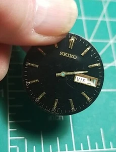 Vintage Seiko Men's Watch Dial w/ Gold markers Day & Date  Window Bin 1 - Picture 1 of 3