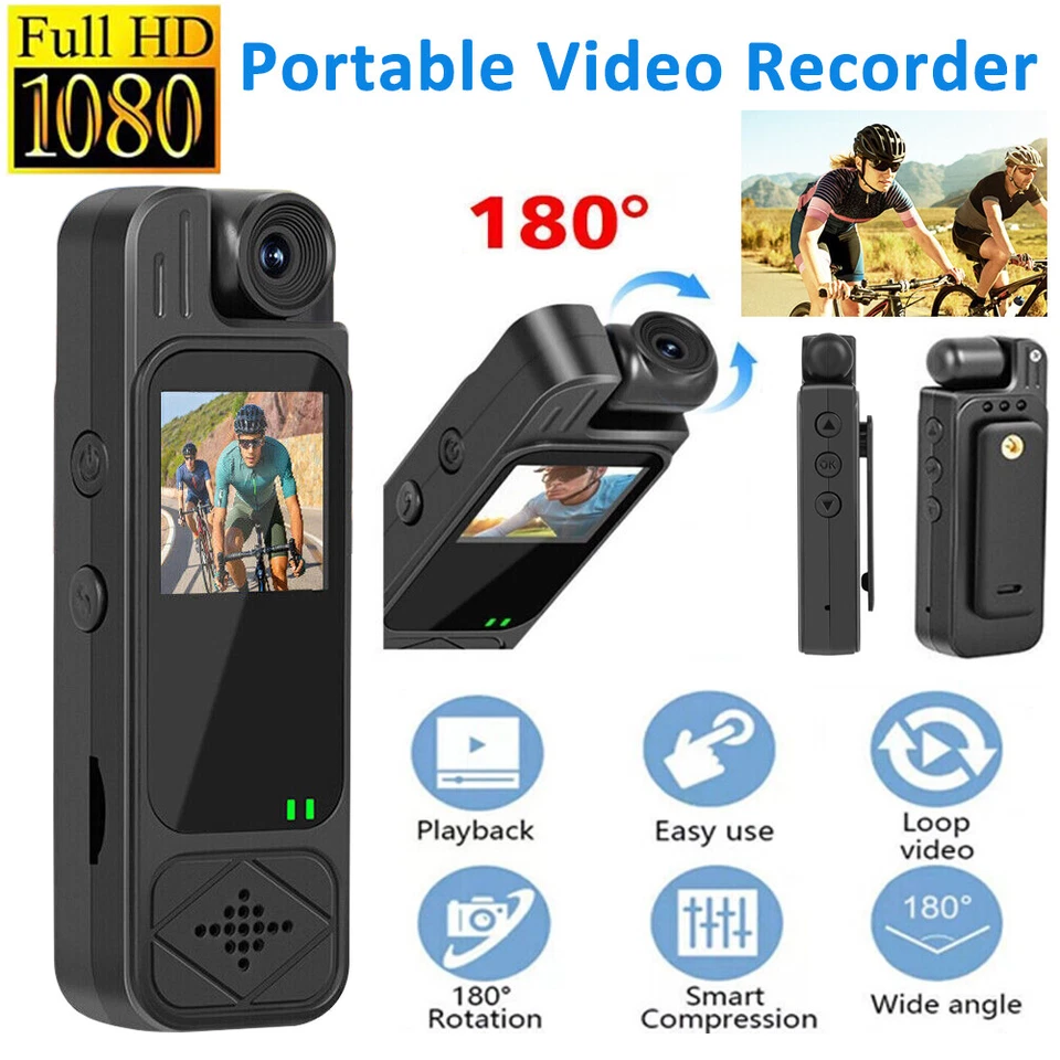 20 Hour 1080P Camcorder Mini Police Body Camera HD 180° Video DVR IR Night Cam - Image 1 of 4