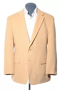 42R Chaps Classic Tan Khaki Beige Camel Hair Two-Button Sport Coat Blazer Jacket - Picture 1 of 9