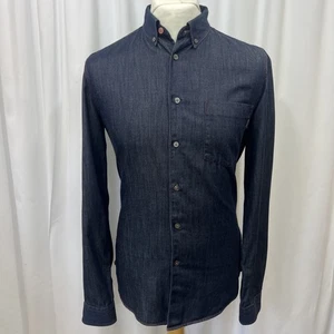 Camicia casual PAUL SMITH blu denim look sartoriale 100% cotone taglia media - Foto 1 di 16
