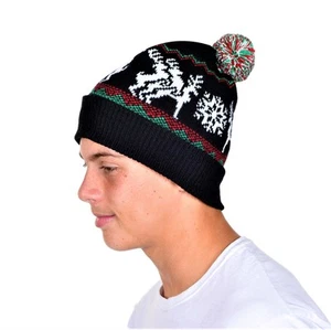 KESIS Humping Reindeer Ugly Christmas Beanie One Size Black - Picture 1 of 3