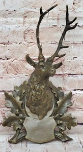 Genuine Bronze Wall Mount Deer Head Sculpture for Cabin or Lodge Decor Gift - Picture 1 of 10