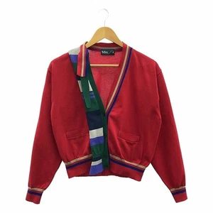 color polyester asymmetric knit cardigan 2 red women Used KLDR-0 - Picture 1 of 6