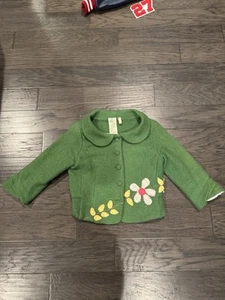 Nick & Mo Anthropologie Green 3/4 Sleeve Wool Blend Jacket Floral Embroidery L - Picture 1 of 5