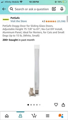 Puerta corredera ajustable de vidrio para mascotas Petsafe blanca  Foto 1 de 4