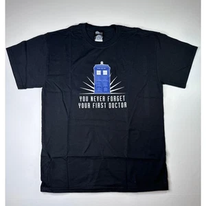 ThinkGeek Doctor Who Black TShirt You Never Forget Your First Doctor Mens Size M - Picture 1 of 7