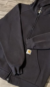 Carhartt Men’s K131 Velour Lined Full Zip Heavyweight Black Hoodie Size Large - Picture 1 of 16