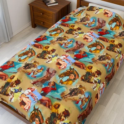 Manta de felpa retro de vaquera: tiro de decoración occidental Foto 1 de 4