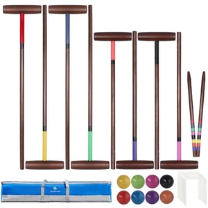 8 Players Croquet Set with 32In Regulation | 28In Standard Size Rubber Wood M. - Picture 1 of 6