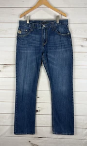 Cinch Jeans Mens 35x36 Blue Denim Carter 2.0 Whiskered Work Cowboy Straight - Picture 1 of 7