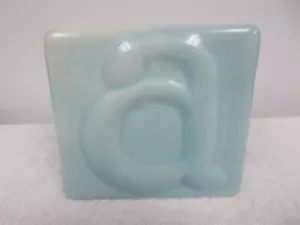 Vintage Baby Blue ABC Block Letters Ceramic Planter Dish Bowl Vase - Picture 1 of 6