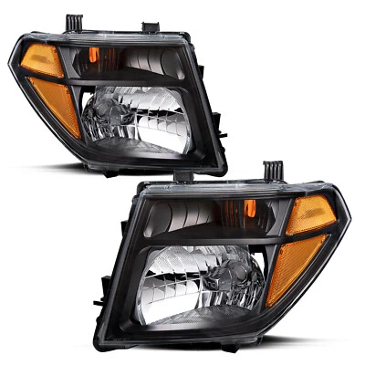 For 2005-2008 Nissan Frontier Black Headlights 05-07 Pathfinder Headlamps Pair - Image 1 of 4