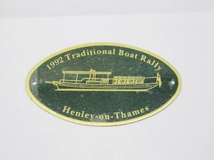 HENLEY ON THAMES 1992 TRADITIONAL BOAT RALLY PLAQUE BADGE PLATE SLIPPER WOODEN - Picture 1 of 2