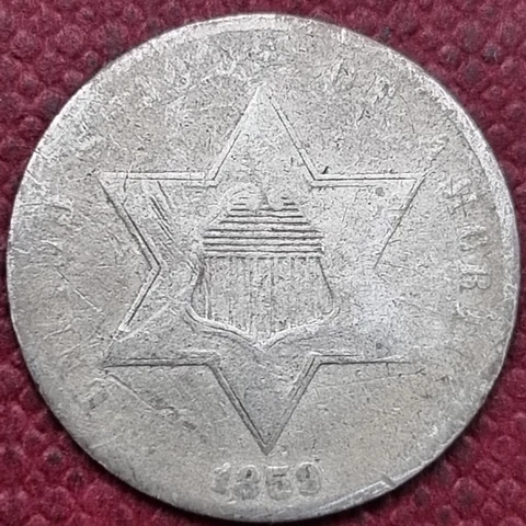 1859 Three Cent Silver Trime 3c Better Grade #60429 Cover