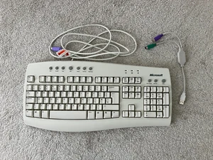 Microsoft Internet Keyboard RT9443 White PS/2 Vintage Retro - Mint Condition - Picture 1 of 2