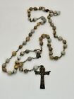 VINTAGE ROSARY WITH STONE COLOR CERAMIC BEADS