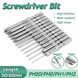 Magnetised Phillips Head Screw Driver Bits S2 Steel Suit Drill 5mm Round Shank - Picture 1 of 43