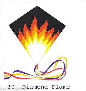 COMETA DE VIENTO VOLADORA DE NAILON FLAME FLAMES DE 30" + LÍNEA, BOBINADORA Y SKYTAILS - Imagen 1 de 1
