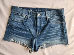 J. Crew Women's Relaxed Short Denim Raw Cut Off Hem High Rise Plus Size 34 - Picture 1 of 5