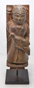 Antique Wooden Goddess Gangaur Idol Figurine Original Old Fine Hand Carved - Picture 1 of 9