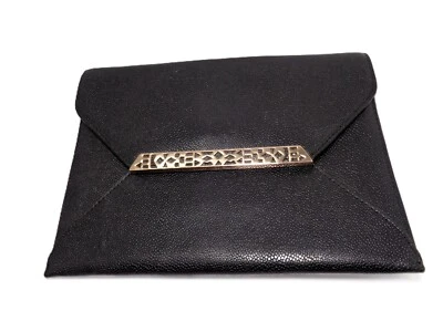 Cartera sobre de cuero negro con guijarro Stella & Dot Lady Always By Your Side 9'X6' Foto 1 de 4