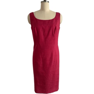 Vestido Vaina Escada Rosa Lino Seda Sin Mangas | Talla L Foto 1 de 4