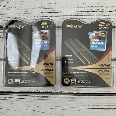 PNY 2 GB PC Memory DDR2 PC2-4200 2 Packs - 3 Total - Image 1 of 3