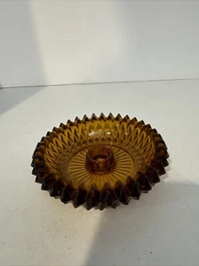 Vintage Bernstein Depression Glas Kerzenständer Sägezahn Diamantschliff - Bild 1 von 1