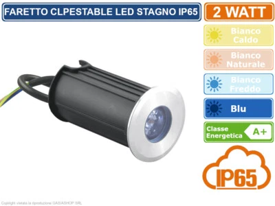 FARETTO LED INCASSO SEGNAPASSO CALPESTABILE 2W IP65 CALDO FREDDO NATURALE BLU - Immagine 1 di 2