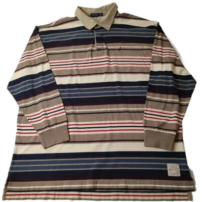 Nautica Men's Size 4X Y2K Shirt Multicolor Striped Henley Long Sleeve  - Image 1 of 4