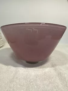 Henry Dean Belgium Hand Signed & Labeled Large Pink Art Glass Bowl - Picture 1 of 10