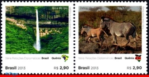 3263 BRAZIL 2013 DIPLOMATIC RELATIONS WITH KENYA, ZEBRA, WATERFALL, HORSE, MNH - Picture 1 of 2