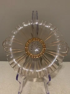 Anchor Hocking Old Cafe Depression PINK Glass Candy Bowl Dish Clear 8" Handles - Picture 1 of 4