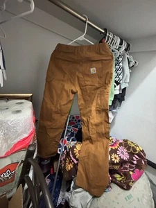 Carhartt Youth Boys BN8316-B Loose Fit Lined Utility Workwear Brown Pants Sz 14 - Picture 1 of 3
